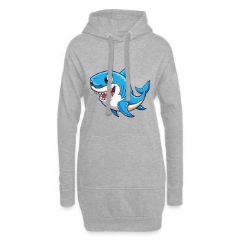 requin mignon personnage de dessin animé Kawaii Clipart - Sweat-shirt à capuche long Femme - gris chiné - Devant