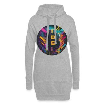 Bitcoin-Explosion der Farben - Hoodie-Kleid - Grau meliert - Vorne