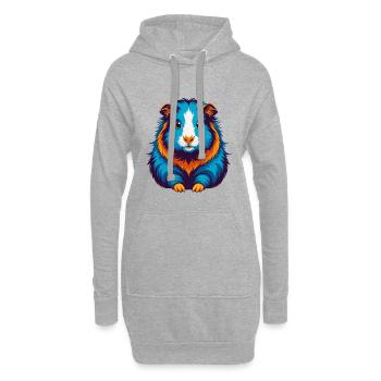 Cochon d’Inde Coloré Kawaii Dessin animé Personnage Animal de compagnie - Sweat-shirt à capuche long Femme - gris chiné - Devant