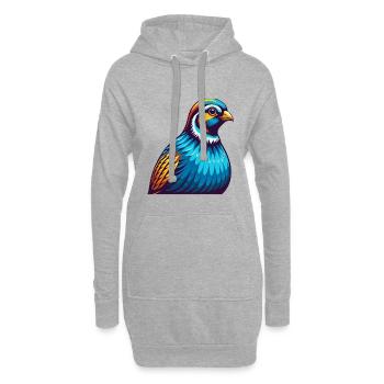 perdrix coloré kawaii personnage de dessin animé animal de compagnie - Sweat-shirt à capuche long Femme - gris chiné - Devant