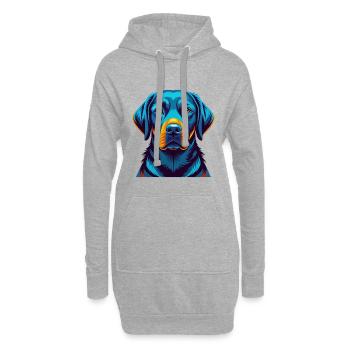 Labrador Retriever Hund Buntes Kawaii Cartoon Haustier - Hoodie-Kleid - Grau meliert - Vorne