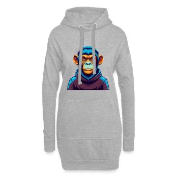 Singe coloré Kawaii Dessin animé Personnage Clipart - Sweat-shirt à capuche long Femme - gris chiné - Devant