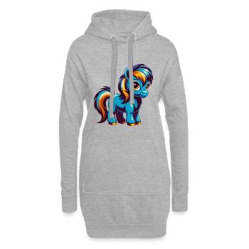 poney coloré kawaii personnage de dessin animé clipart - Sweat-shirt à capuche long Femme - gris chiné - Devant