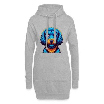 Pudel Hund Bunt Kawaii Cartoon Figur Haustier - Hoodie-Kleid - Grau meliert - Vorne