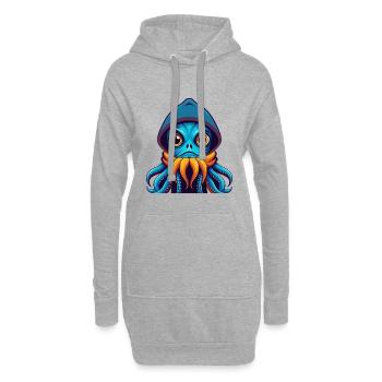 Squid Colorful Kawaii Cartoon Character Clipart - Hoodie Dress - heather grey - Front