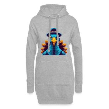 Turquie coloré Kawaii dessin animé Personnage Clipart - Sweat-shirt à capuche long Femme - gris chiné - Devant