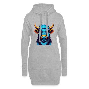 Yak coloré Kawaii Dessin animé Personnage Clipart - Sweat-shirt à capuche long Femme - gris chiné - Devant