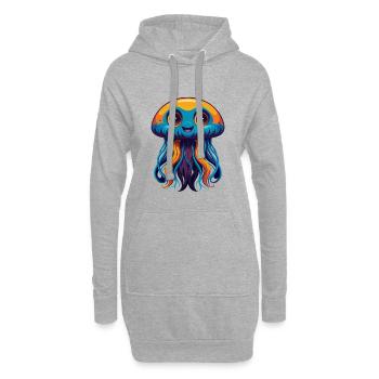 Méduse Coloré Kawaii Dessin Animé Personnage Animal de compagnie - Sweat-shirt à capuche long Femme - gris chiné - Devant