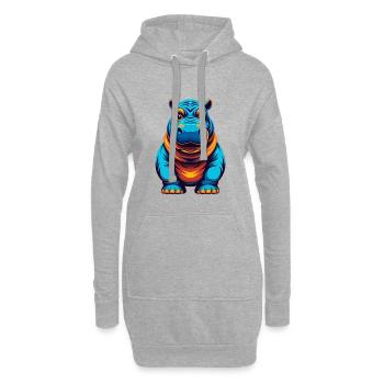 Nilpferd Bunte Kawaii Cartoon Figur Clipart - Hoodie-Kleid - Grau meliert - Vorne