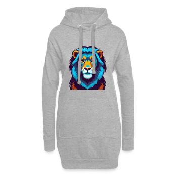 Lion asiatique coloré Kawaii dessin animé Personnage Animal de compagnie - Sweat-shirt à capuche long Femme - gris chiné - Devant