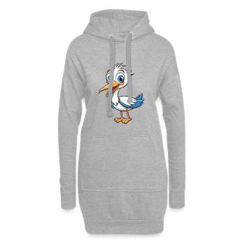 Storch Niedliche Zeichentrickfigur Kawaii Clipart - Hoodie-Kleid - Grau meliert - Vorne