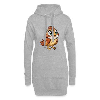 Spatz Niedliche Zeichentrickfigur Kawaii Clipart - Hoodie-Kleid - Grau meliert - Vorne