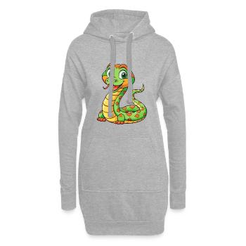 serpent mignon personnage de dessin animé Kawaii Clipart - Sweat-shirt à capuche long Femme - gris chiné - Devant