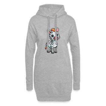 Zebra Niedliche Zeichentrickfigur Kawaii Clipart - Hoodie-Kleid - Grau meliert - Vorne