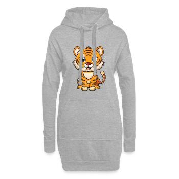 tigre mignon personnage de dessin animé kawaii clipart - Sweat-shirt à capuche long Femme - gris chiné - Devant