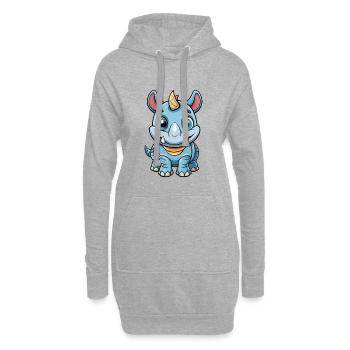 rhinocéros mignon personnage de dessin animé Kawaii Clipart - Sweat-shirt à capuche long Femme - gris chiné - Devant