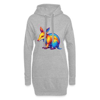 Aardvark coloré Kawaii Dessin animé Personnage Clipart - Sweat-shirt à capuche long Femme - gris chiné - Devant