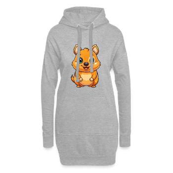Quokka Mignon Personnage De Dessin Animé Kawaii Clipart - Sweat-shirt à capuche long Femme - gris chiné - Devant