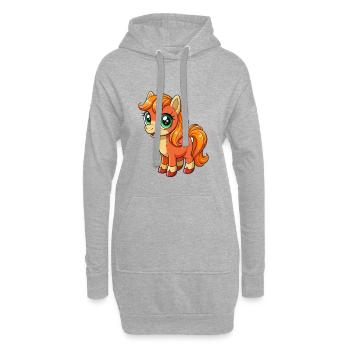 poney mignon personnage de dessin animé Kawaii Clipart - Sweat-shirt à capuche long Femme - gris chiné - Devant