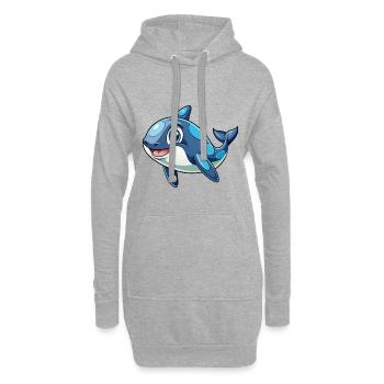 Orque Mignon Personnage De Dessin Animé Kawaii Clipart - Sweat-shirt à capuche long Femme - gris chiné - Devant
