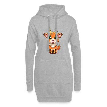 Oryx Mignon Personnage De Dessin Animé Kawaii Clipart - Sweat-shirt à capuche long Femme - gris chiné - Devant