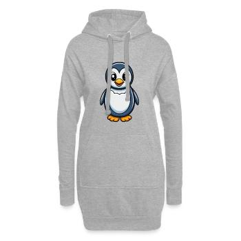 Pingouin Mignon Personnage De Dessin Animé Kawaii Clipart - Sweat-shirt à capuche long Femme - gris chiné - Devant