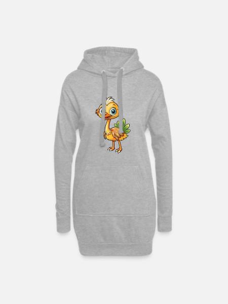 Strauß Niedliche Zeichentrickfigur Kawaii Clipart - Hoodie-Kleid - Grau meliert