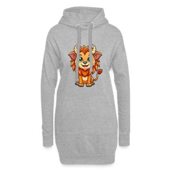 Manticore Mignon Dessin Animé Personnage Kawaii Clipart - Sweat-shirt à capuche long Femme - gris chiné - Devant