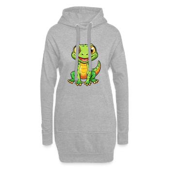 Eidechse Niedliche Zeichentrickfigur Kawaii Clipart - Hoodie-Kleid - Grau meliert - Vorne