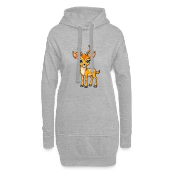 Impala Niedliche Zeichentrickfigur Kawaii Clipart - Hoodie-Kleid - Grau meliert - Vorne