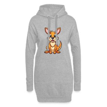 Kangourou Mignon Personnage De Dessin Animé Kawaii Clipart - Sweat-shirt à capuche long Femme - gris chiné - Devant