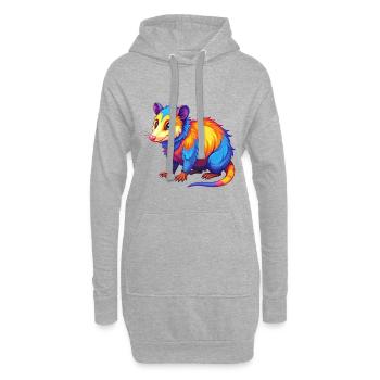 Opossum coloré Kawaii dessin animé Personnage Clipart - Sweat-shirt à capuche long Femme - gris chiné - Devant