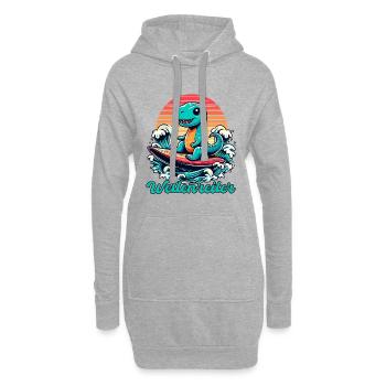 Mignon T-Rex Surfer Surfer Cadeau de surf - Sweat-shirt à capuche long Femme - gris chiné - Devant