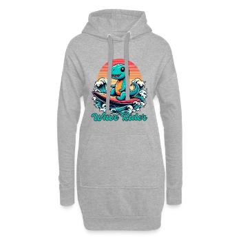 Mignon T-Rex Surfer Surfer Cadeau de surf - Sweat-shirt à capuche long Femme - gris chiné - Devant