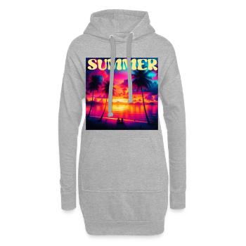 Sommerpalmen-Sonnenuntergang Retro - Hoodie-Kleid - Grau meliert - Vorne
