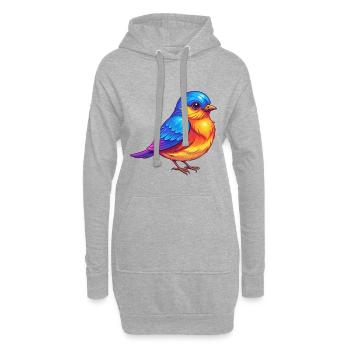 Oiseau bleu de l’Est Oiseau de dessin animé kawaii coloré - Sweat-shirt à capuche long Femme - gris chiné - Devant