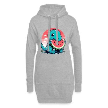 Mignon T-Rex Watermelon Cadeau d’été - Sweat-shirt à capuche long Femme - gris chiné - Devant