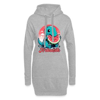 Süßer T-Rex Wassermelone Arbusik Geschenk - Hoodie-Kleid - Grau meliert - Vorne