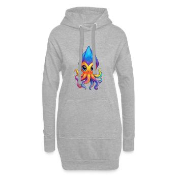 Tintenfisch Buntes Kawaii Cartoon Meerestier - Hoodie-Kleid - Grau meliert - Vorne