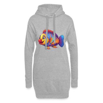 Clown Lippfisch Buntes Kawaii Cartoon Meerestier - Hoodie-Kleid - Grau meliert - Vorne
