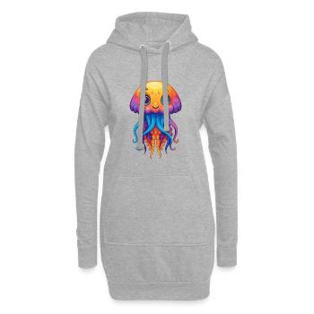 Méduse Coloré Kawaii Dessin animé Animal marin - Sweat-shirt à capuche long Femme - gris chiné - Devant