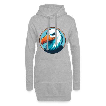 Albatross mignon kawaii dessin animé animal de compagnie logo - Sweat-shirt à capuche long Femme - gris chiné - Devant