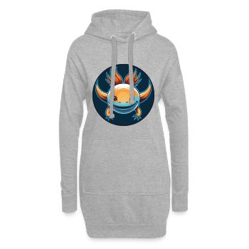 Axolotl mignon drôle Kawaii dessin animé animal animal de compagnie logo - Sweat-shirt à capuche long Femme - gris chiné - Devant
