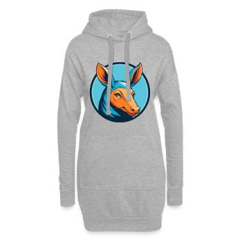 Aardvark mignon kawaii dessin animé animal de compagnie logo - Sweat-shirt à capuche long Femme - gris chiné - Devant