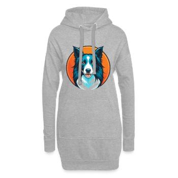 Border Collie Hund Niedliches Kawaii Cartoon Tier Logo - Hoodie-Kleid - Grau meliert - Vorne