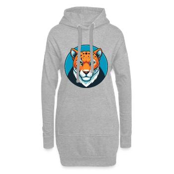 Guépard mignon drôle kawaii dessin animé animal animal logo - Sweat-shirt à capuche long Femme - gris chiné - Devant