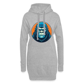 Gorille mignon drôle Kawaii dessin animé animal animal logo - Sweat-shirt à capuche long Femme - gris chiné - Devant