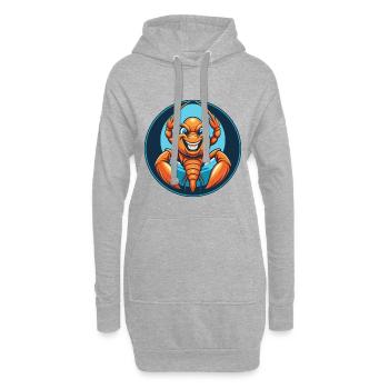 homard mignon drôle Kawaii dessin animé animal animal logo - Sweat-shirt à capuche long Femme - gris chiné - Devant