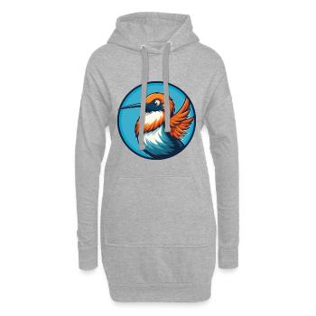 colibri mignon kawaii dessin animé animal de compagnie logo - Sweat-shirt à capuche long Femme - gris chiné - Devant