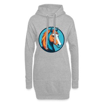 cheval mignon kawaii dessin animé clipart animal animal logo - Sweat-shirt à capuche long Femme - gris chiné - Devant